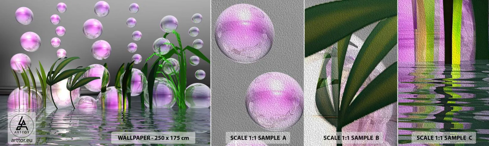 Photo Wallpaper Sample Premium Sand - Reflexive Composition of Lightness and Life - Abstraction, Graphics, 3D - 100x30 cm