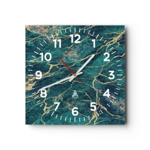 Wall clock - Clock on glass - Gold Vein - 30x30 cm