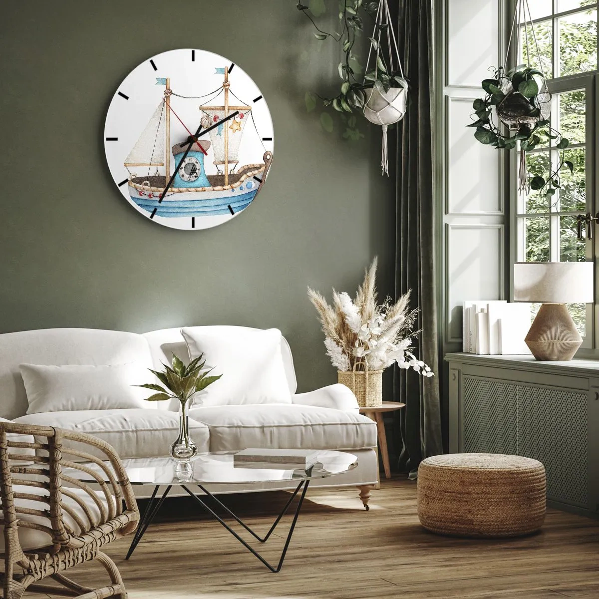 Wall clock - Clock on glass - Ahoy, Adventure! - 30x30 cm