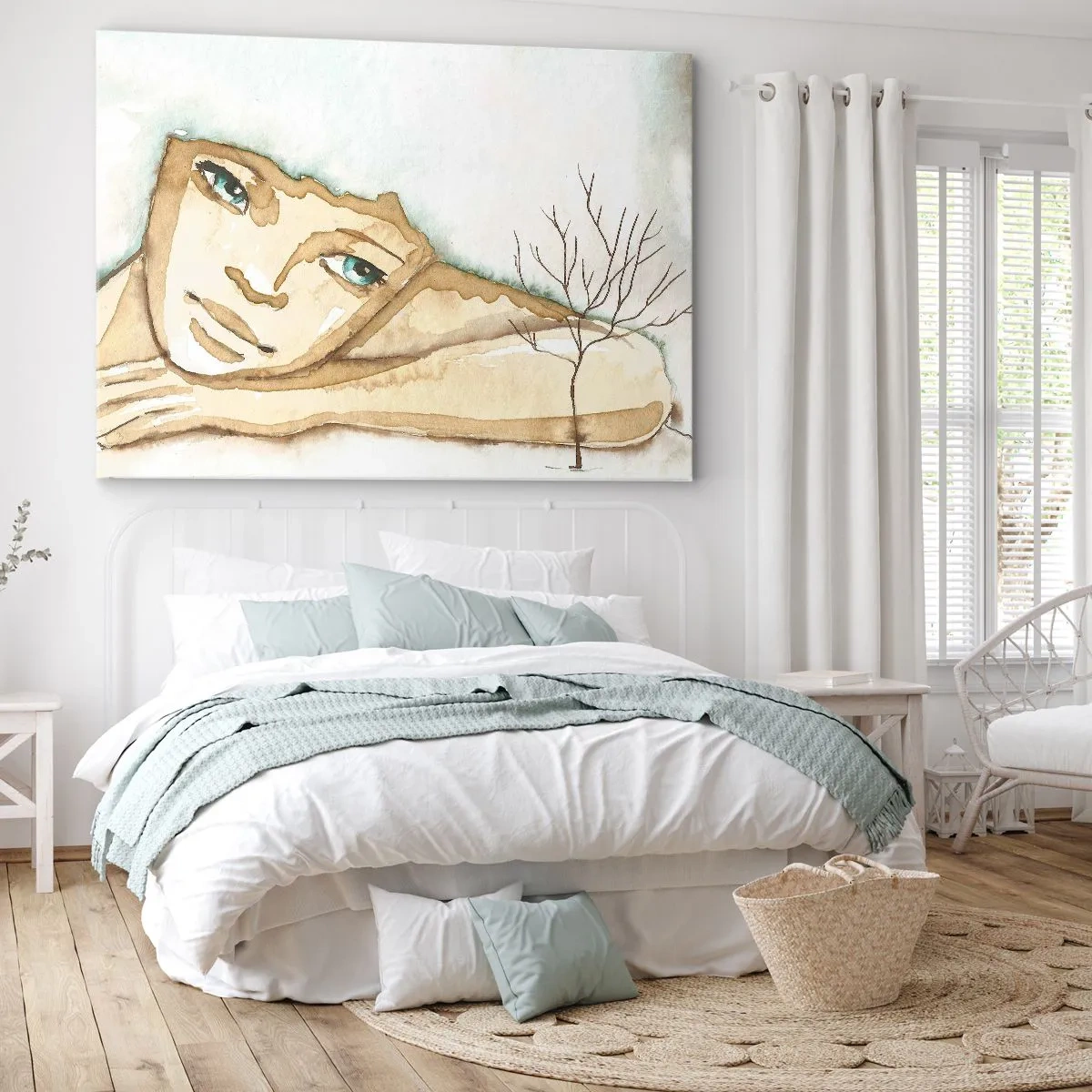 Canvas picture - Artistic portrait of a woman in pastel colors - 70x50cm - Tree of Poetry Springs from Silence - Modern wall decoration for the living room and bedroom ARTTOR