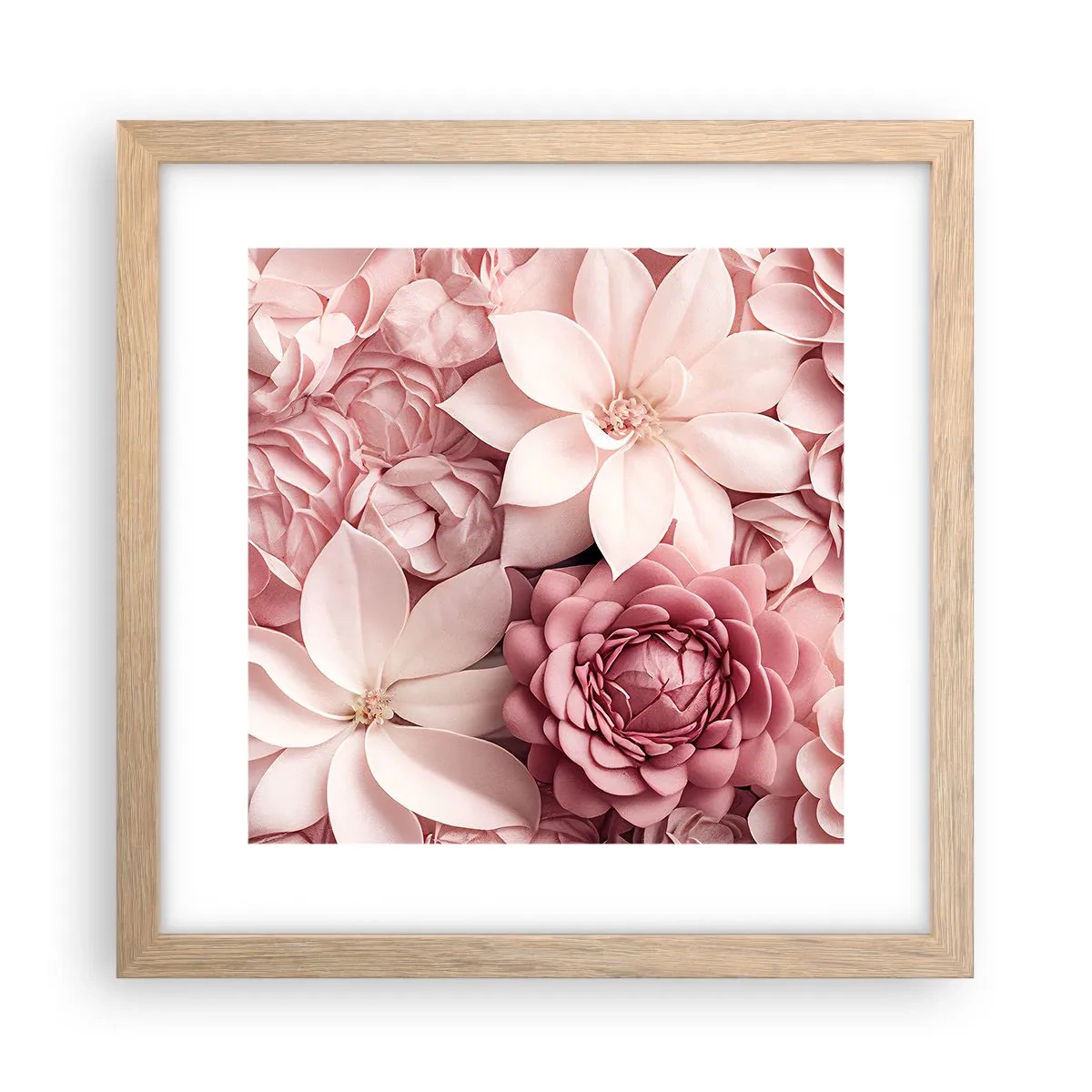 Poster in light oak frame - In Pink Petals - 30x30 cm