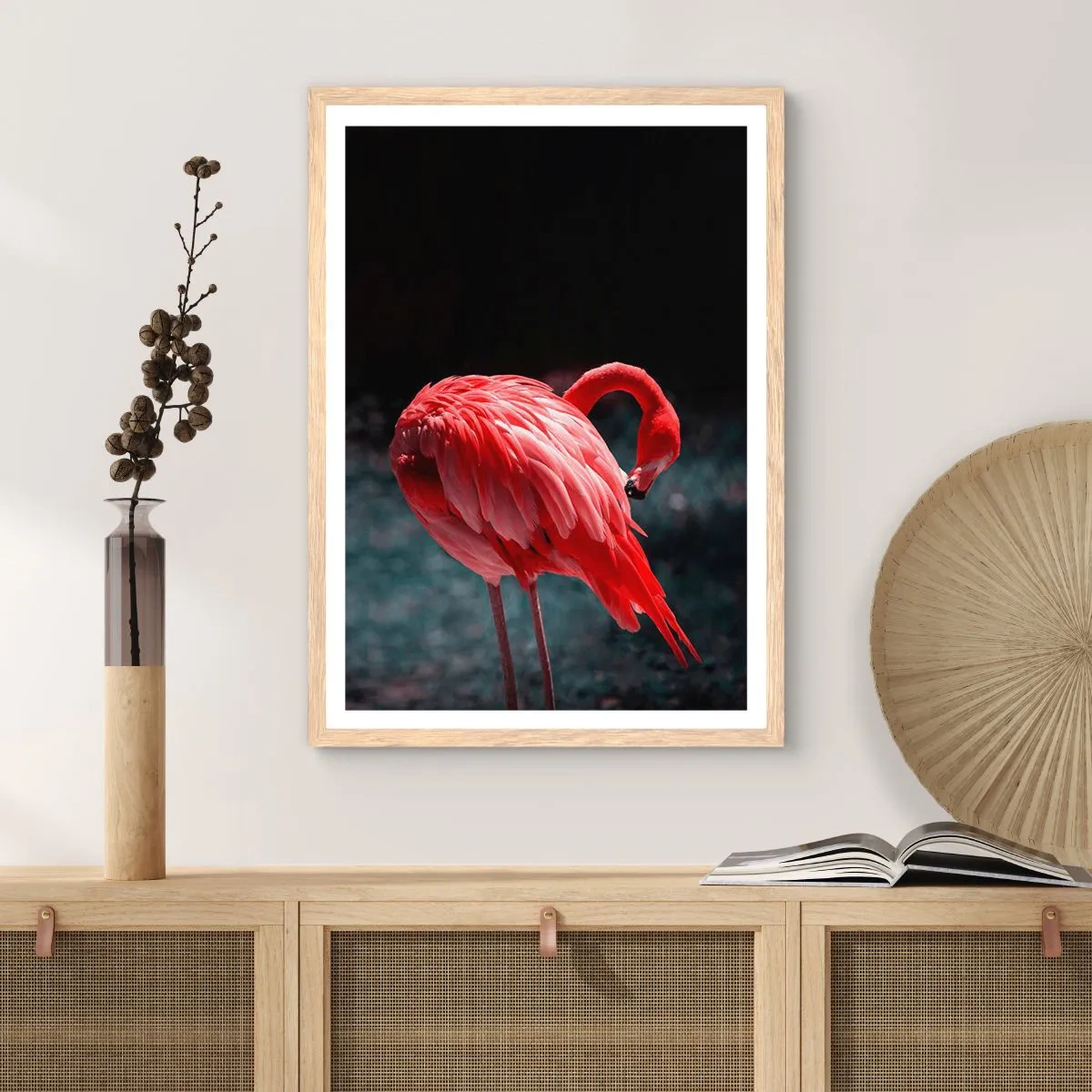 Poster in light oak frame - Crimson Poem of Nature - 50x70 cm