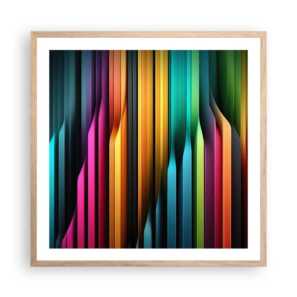 Poster in light oak frame - Light Organs - 60x60 cm