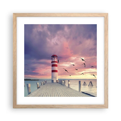 Poster in light oak frame - Time for Port - 40x40 cm