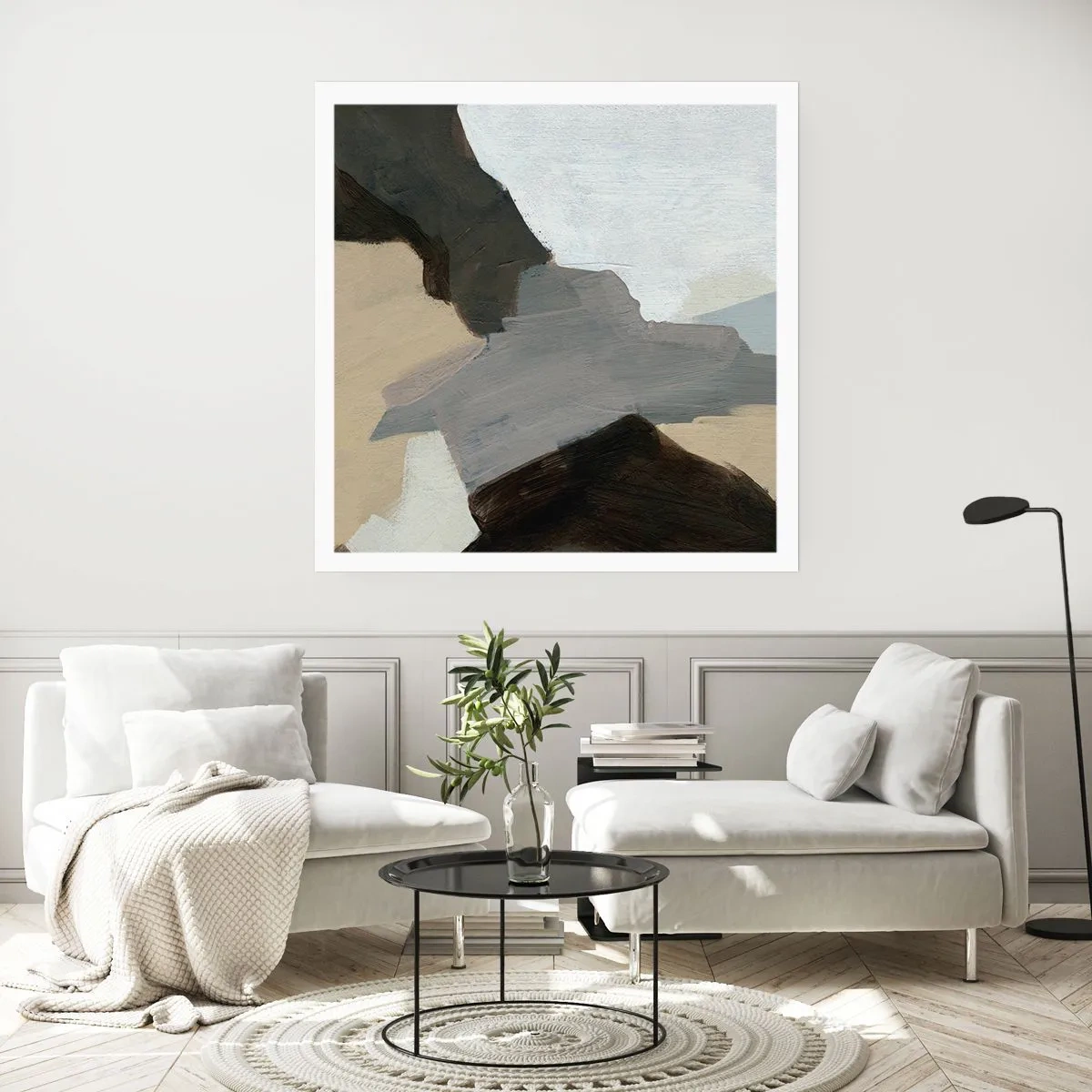 Poster - Abstract: Crossroads of Grey - 40x40 cm