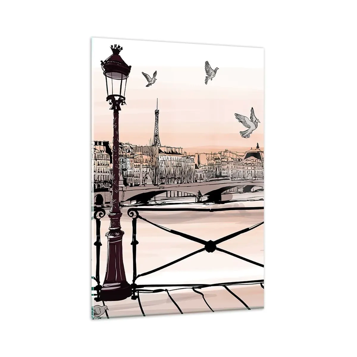 Glass picture - Over the Roofs of Paris - 80x120 cm