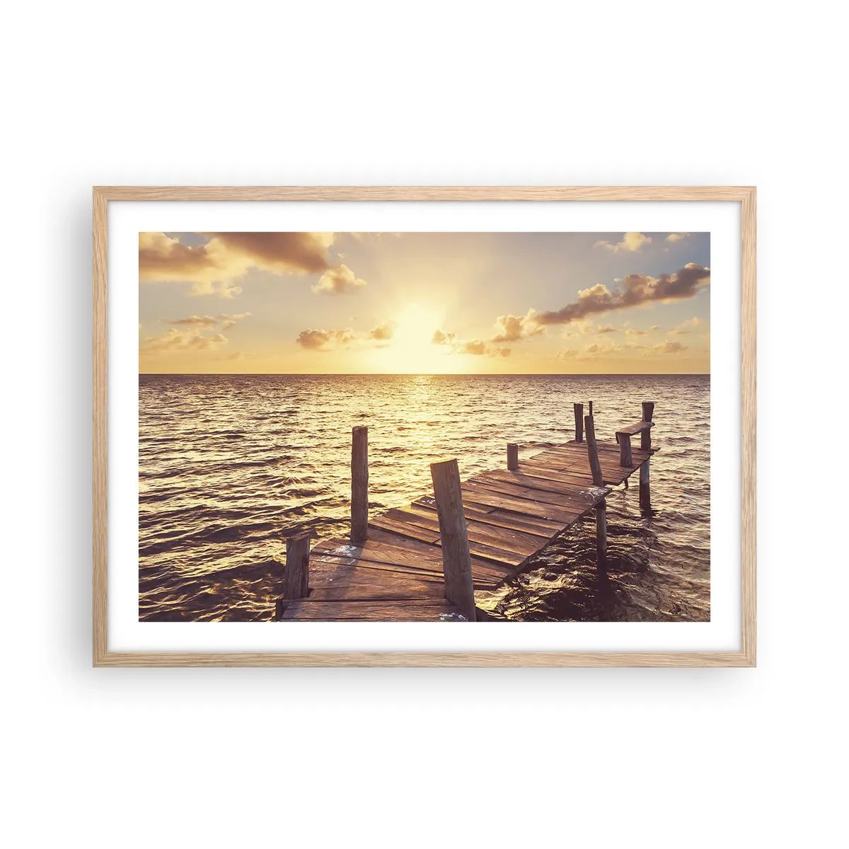 Poster in light oak frame - Golden Land of Tranquility - 70x50 cm