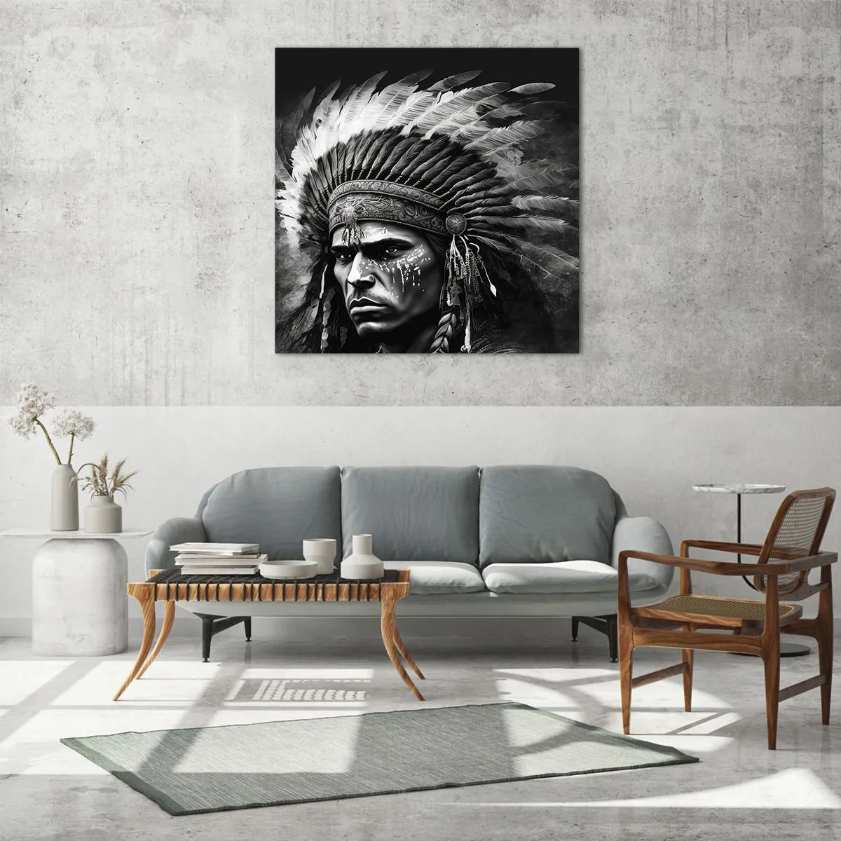 Glass picture - Chief and Warrior - 60x60 cm