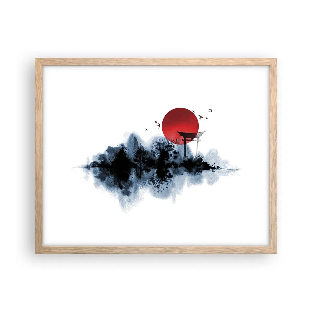 Poster in light oak frame - Japanese View - 50x40 cm