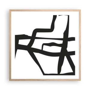 Poster in light oak frame - Black and White Construction - 60x60 cm