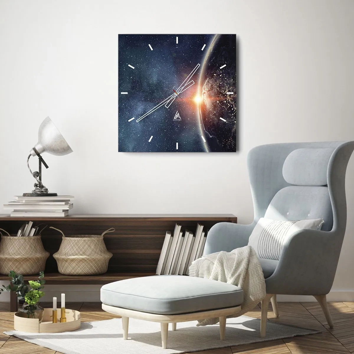 Wall clock - Clock on glass - In a New Perspective - 30x30 cm