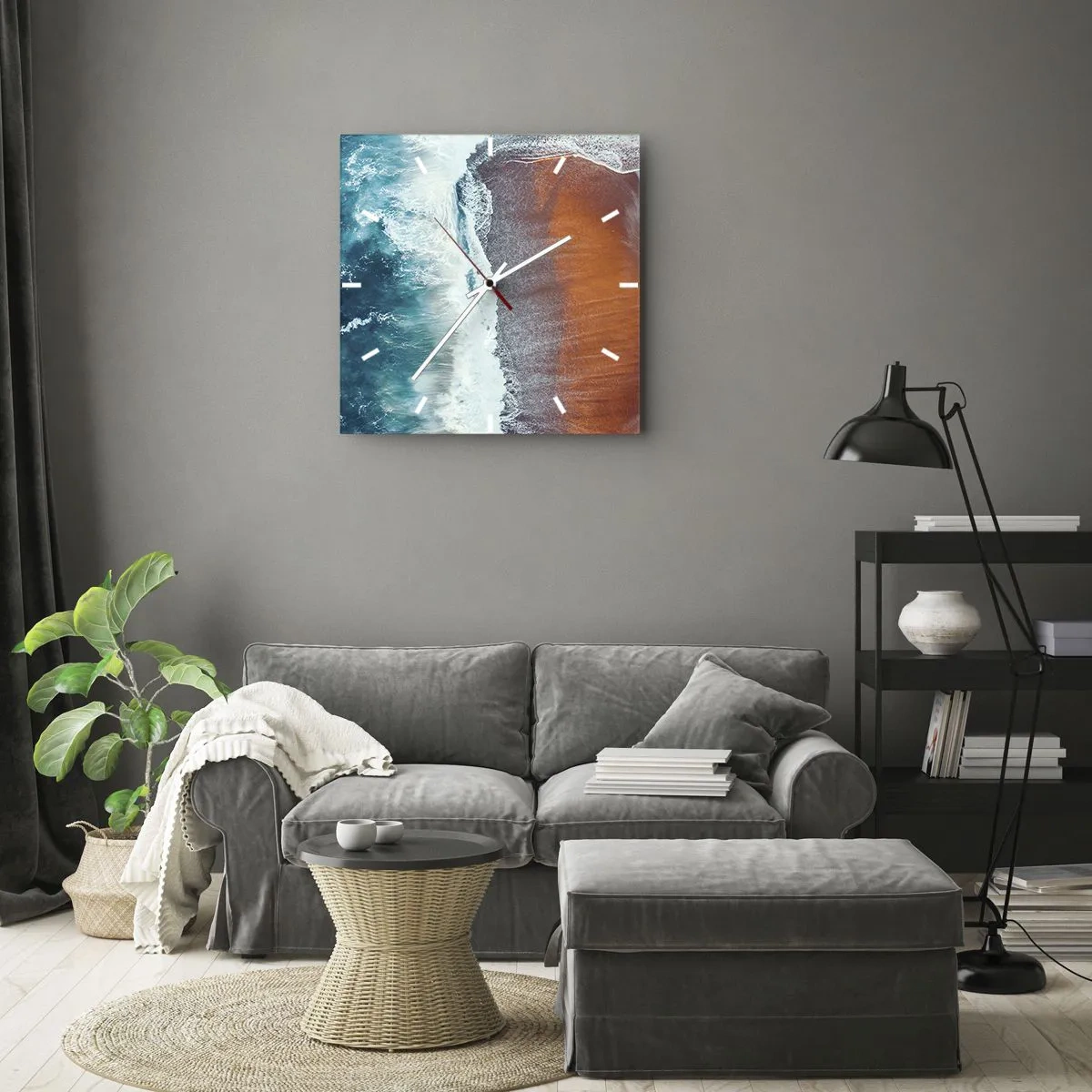Wall clock - Clock on glass - Touch of the Ocean - 40x40 cm