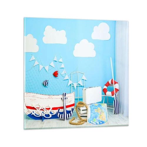 Glass picture - Child's Longing for Adventure - 70x70 cm