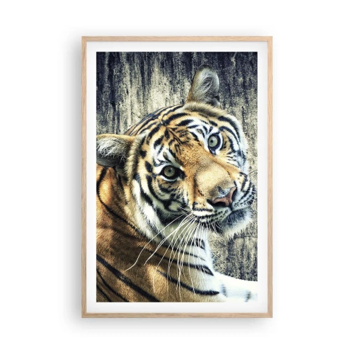 Poster in light oak frame - Portrait in Rays of Light - 61x91 cm