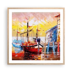 Poster in light oak frame - Happy Comeback - 60x60 cm