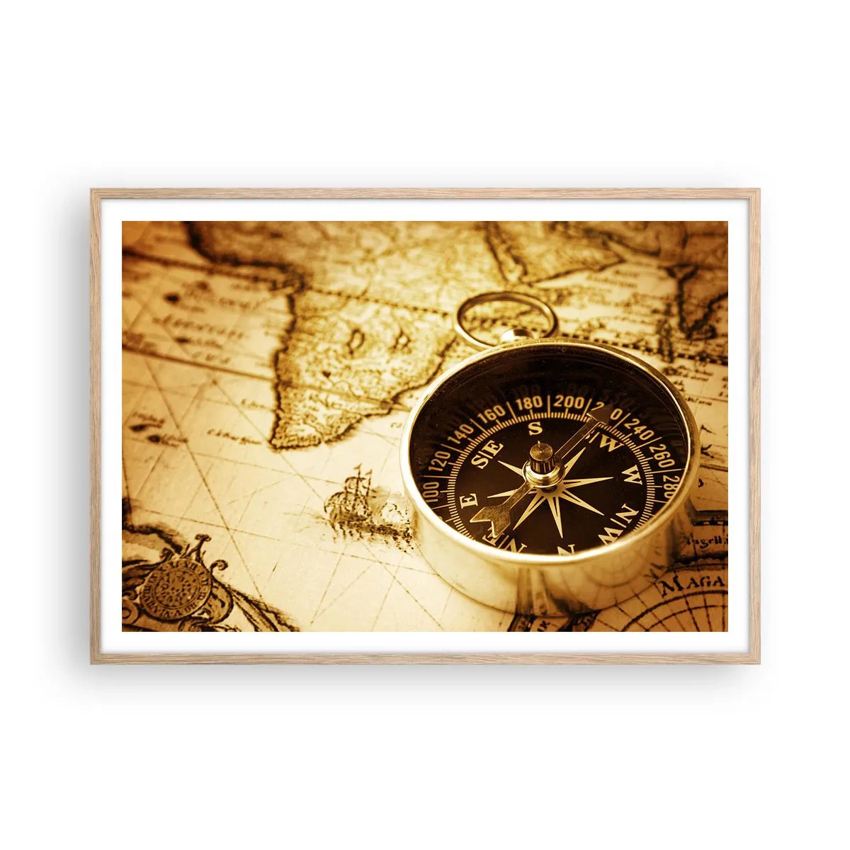 Poster in light oak frame - East or West? - 100x70 cm