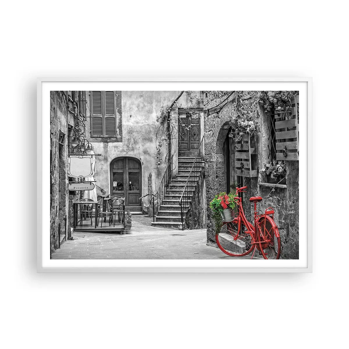 Poster in white frmae - Tuscan Alley - 100x70 cm