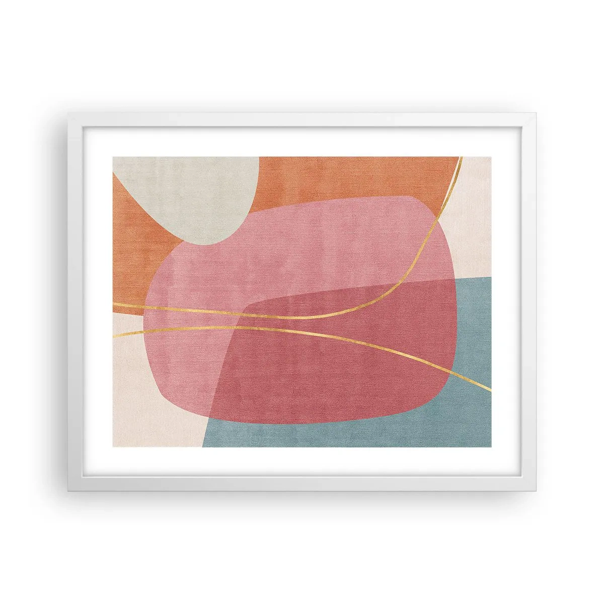 Poster in white frmae - Pastel Composition with a Golden Note - 50x40 cm