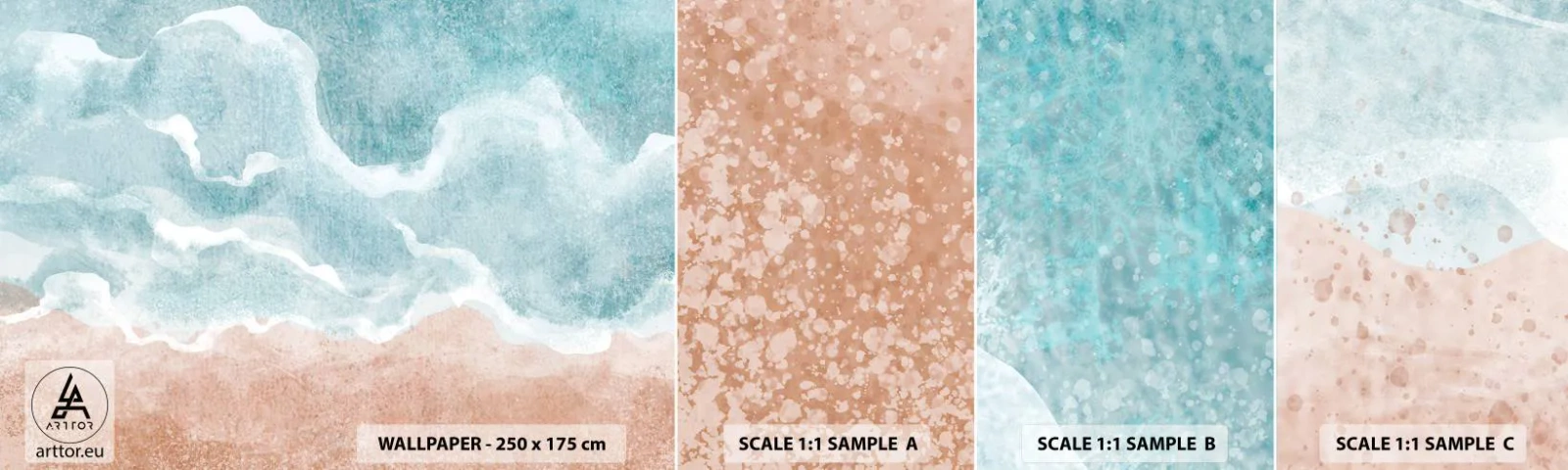 Photo Wallpaper Sample Self-Adhesive Deluxe Sticker - Cloudy Abstract - Beach, Landscape, Sea - 100x30 cm