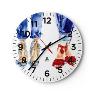 Wall clock - Clock on glass - Shall We Go for a Walk? - 40x40 cm