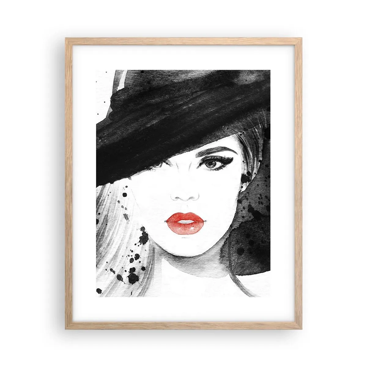 Poster in light oak frame - Lady in Black - 40x50 cm