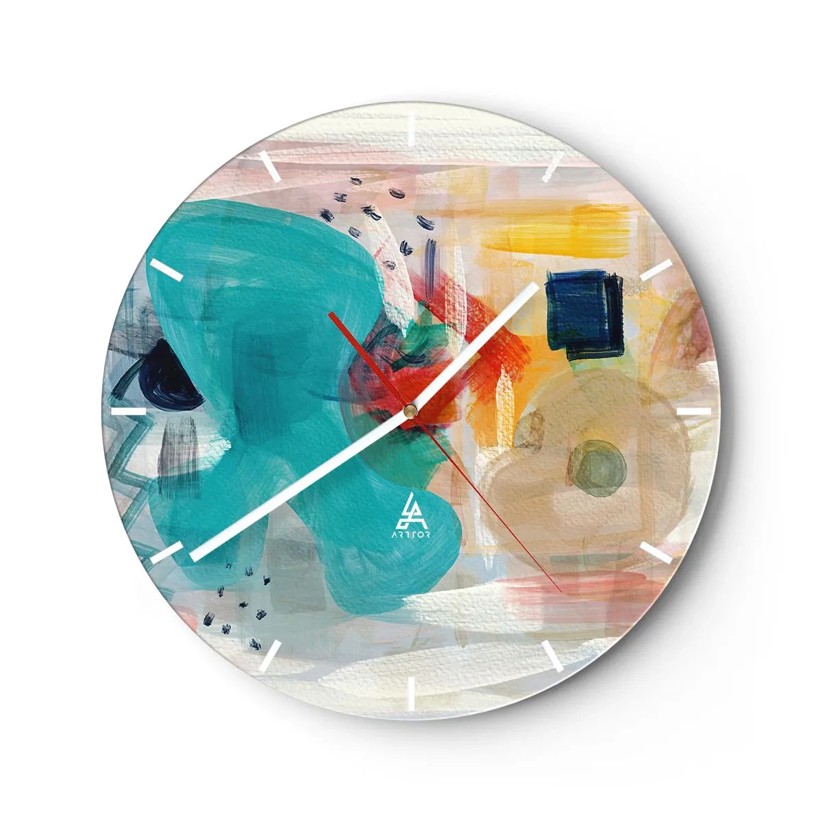 Wall clock - Clock on glass - Colourful Game - 40x40 cm