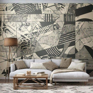 Photo Wallpaper Premium Sand - Dynamics of Contemporaneity - Abstraction, Vintage, Graphics - 200x140 cm