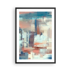 Poster in black frame - An abstract composition of brush strokes in warm colors. - 50x70cm - Reaching Light - Modern wall decoration for the living room and bedroom ARTTOR