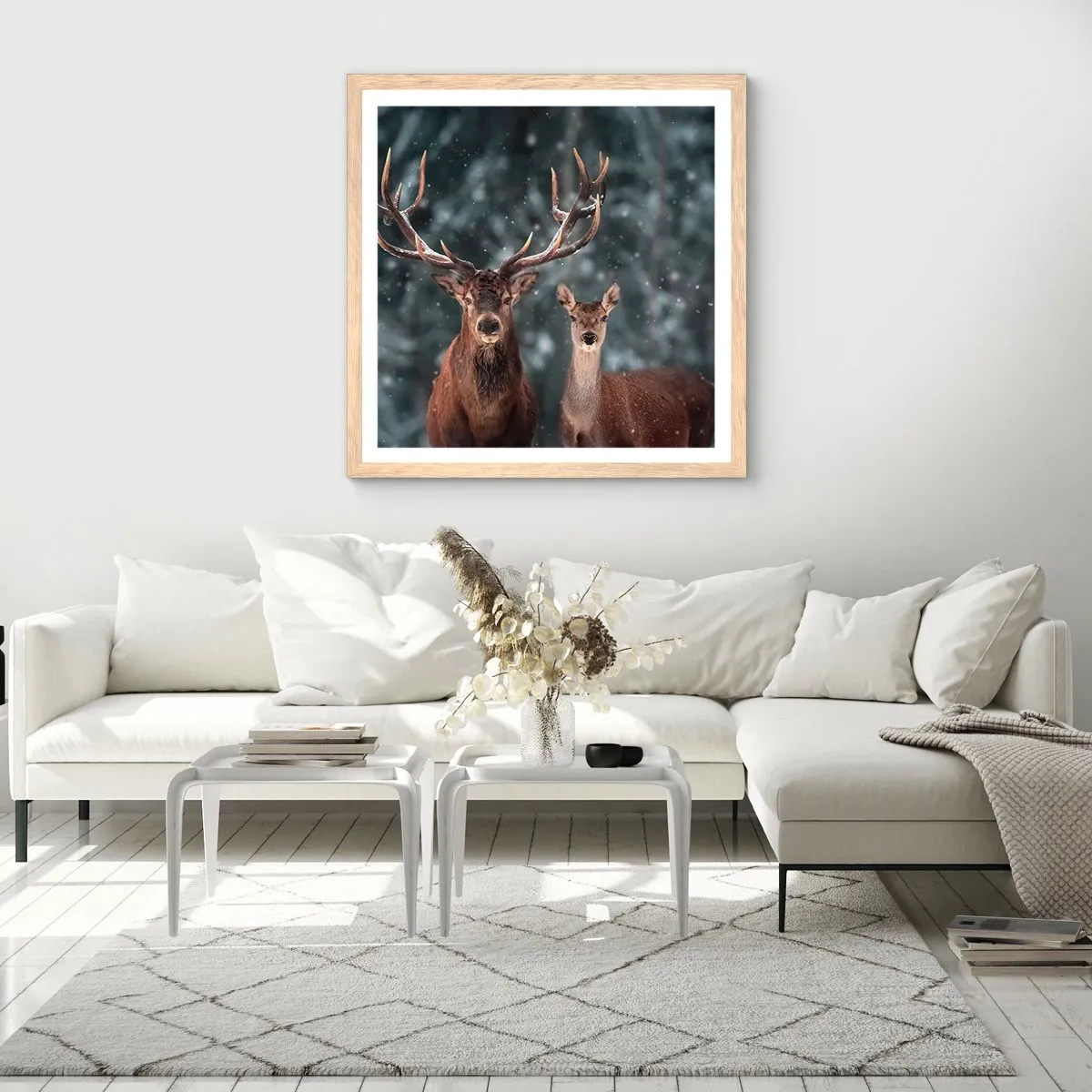 Poster in light oak frame - Master of the Forest with His Wife - 30x30 cm