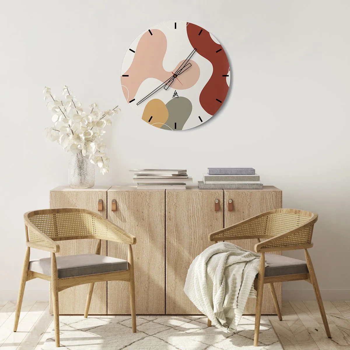 Wall clock - Clock on glass - Doodles - 30x30 cm