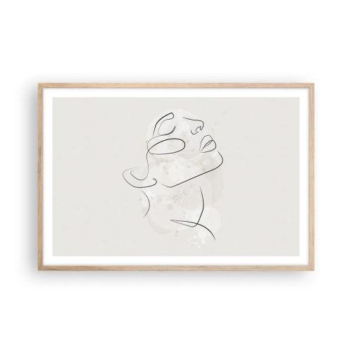 Poster in light oak frame - Outline of Happiness - 91x61 cm