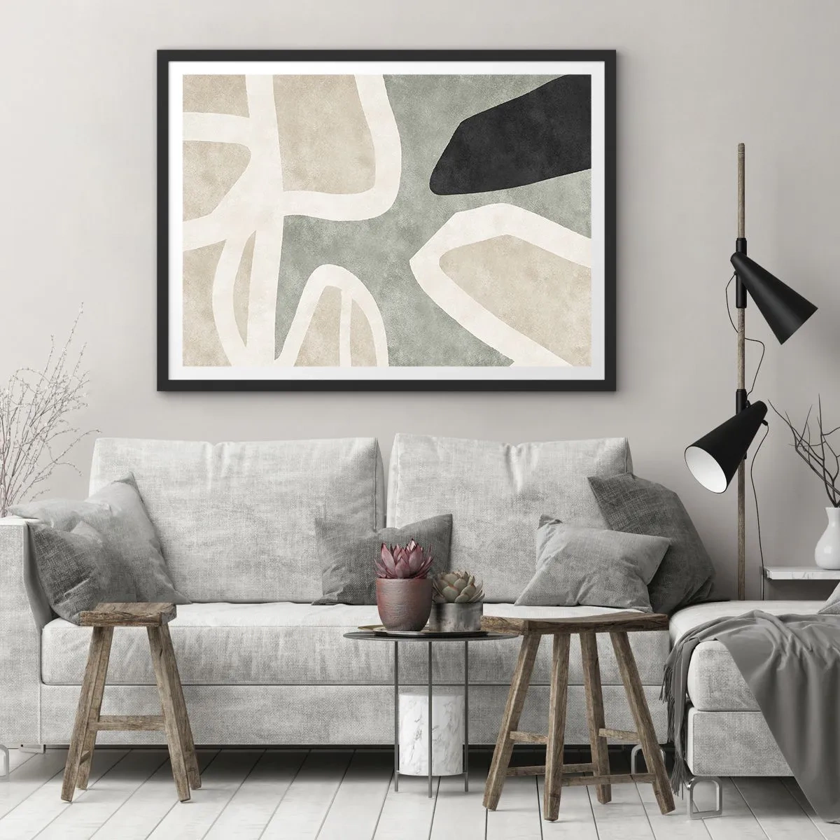 Poster in black frame - Composition with a Black Motif - 40x30 cm