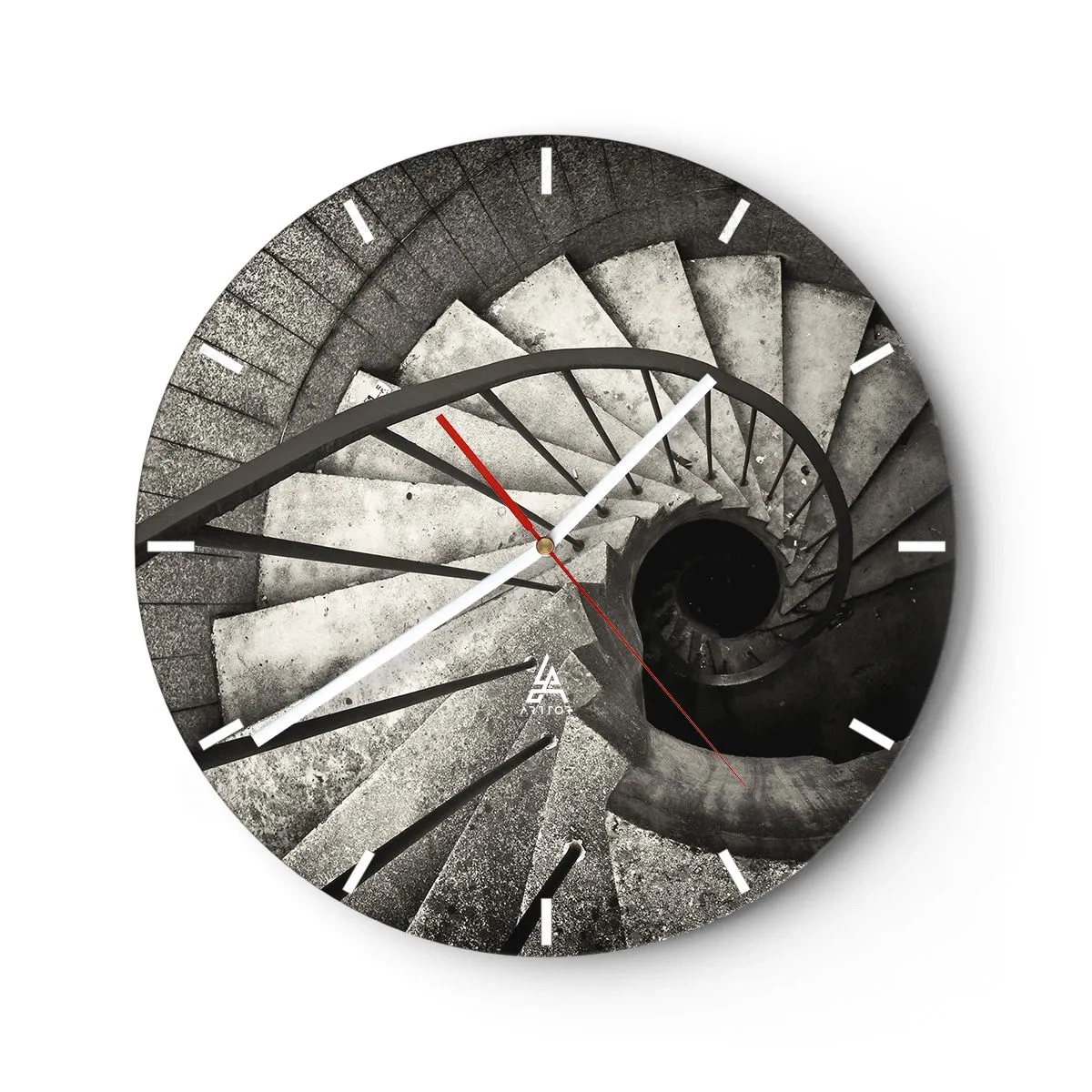 Wall clock - Clock on glass - Up the Stairs and Down the Stairs - 40x40 cm