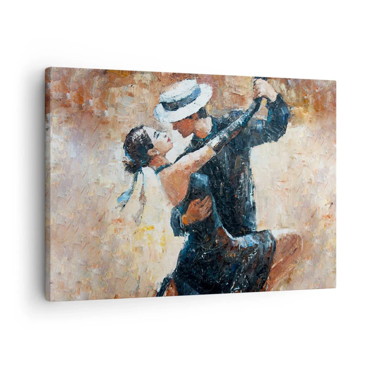 Canvas picture - A couple dancing tango in a romantic, elegant style - 70x50cm - Rudolf Valentino Style - Modern wall decoration for the living room and bedroom ARTTOR