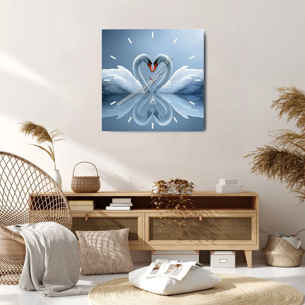 Wall clock - Clock on glass - Time for Love - 40x40 cm