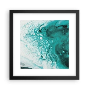 Poster in black frame - Dissolving in White and Turquoise - 30x30 cm