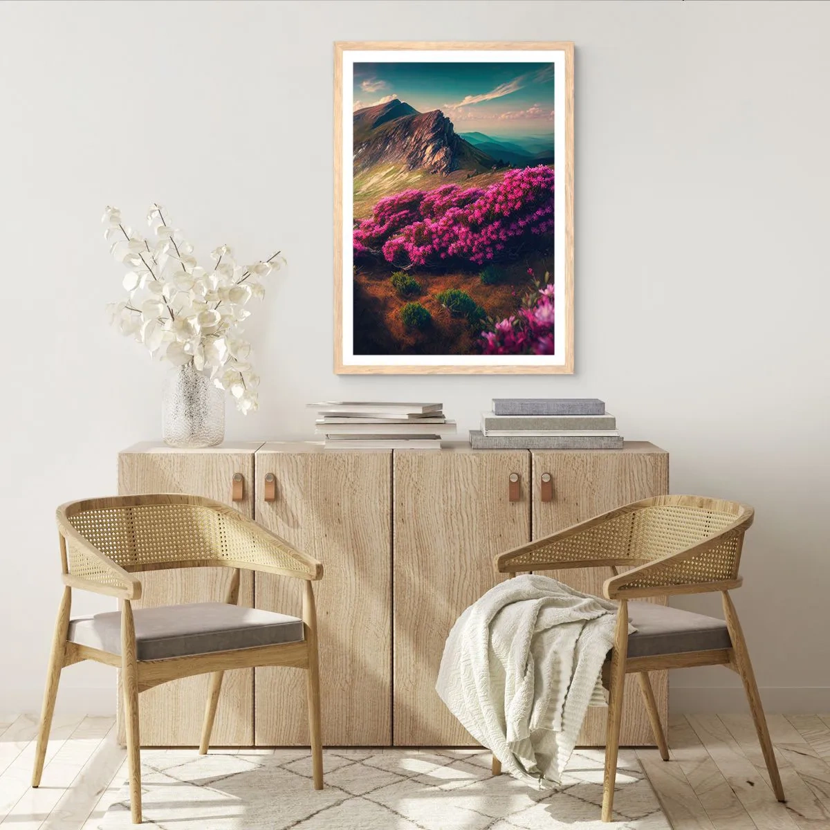 Poster in light oak frame - Summer in the Mountains - 30x40 cm