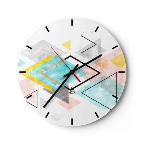 Wall clock - Clock on glass - Geometric Play - 40x40 cm