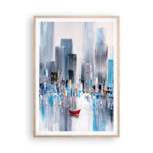 Poster in light oak frame - Metropolis by the Bay - 70x100 cm