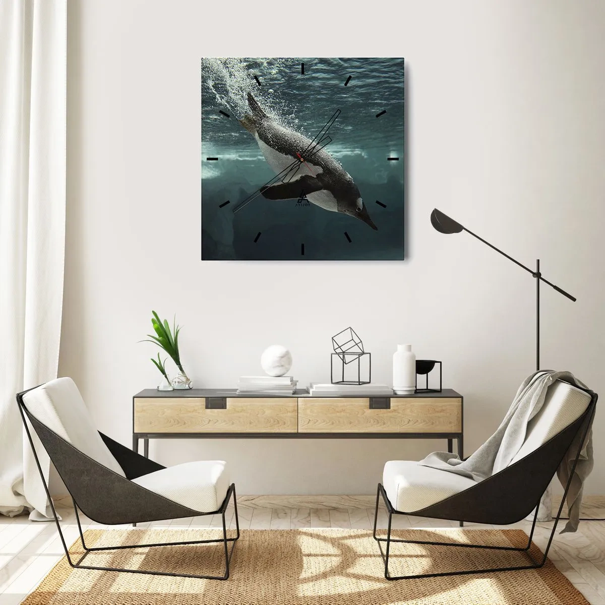 Wall clock - Clock on glass - Welcome to My World - 30x30 cm