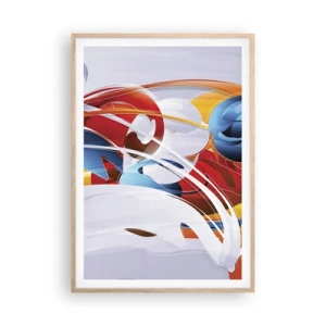 Poster in light oak frame - Dance of Elements - 70x100 cm