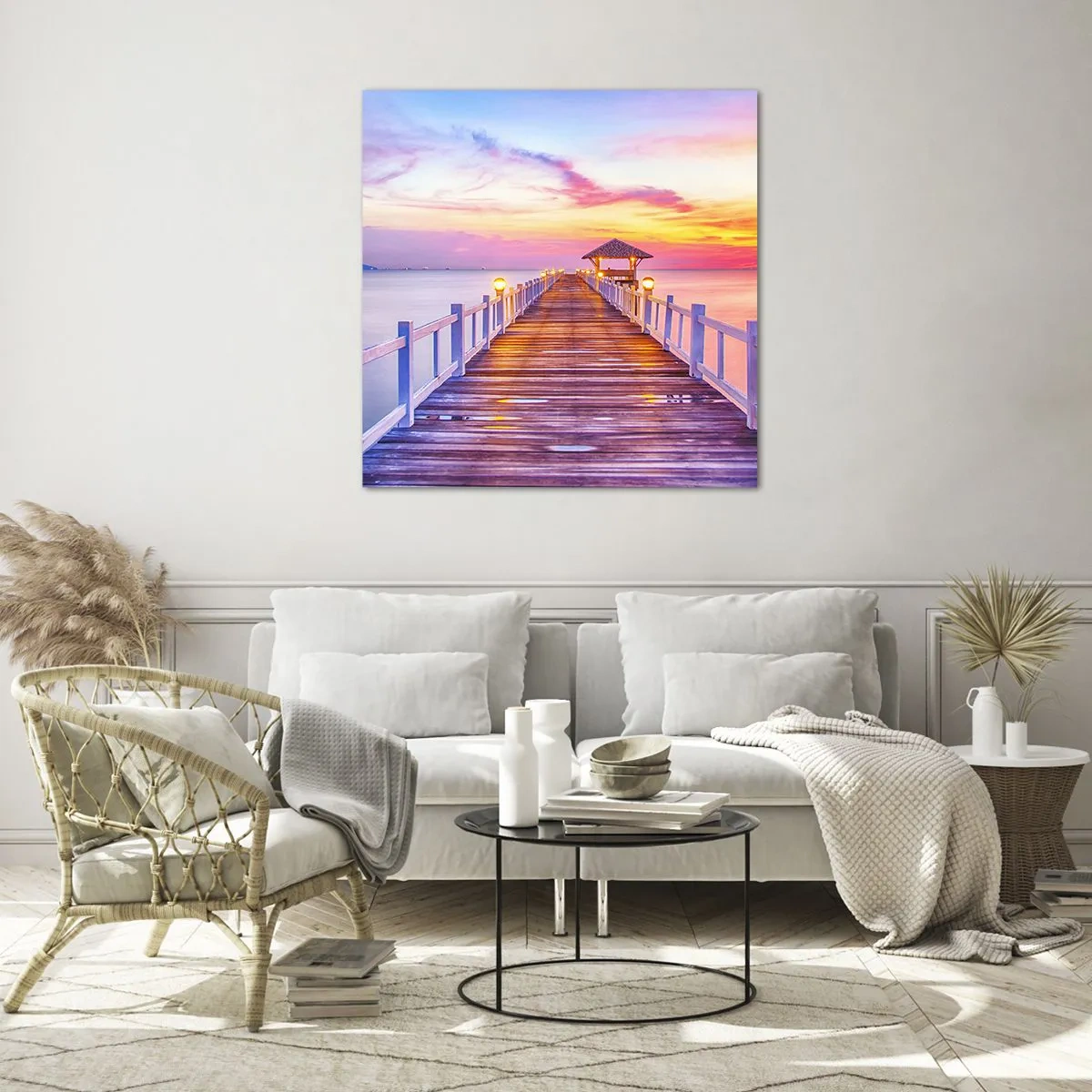 Glass picture - Lilac and Gold Silence of an Evening - 30x30 cm