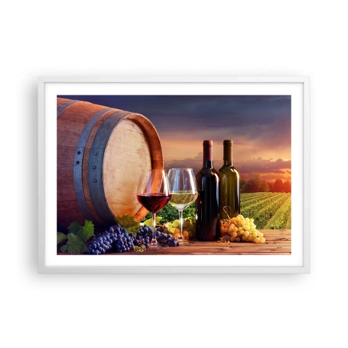 Poster in white frmae - Here Life Is Full of Flavour - 70x50 cm