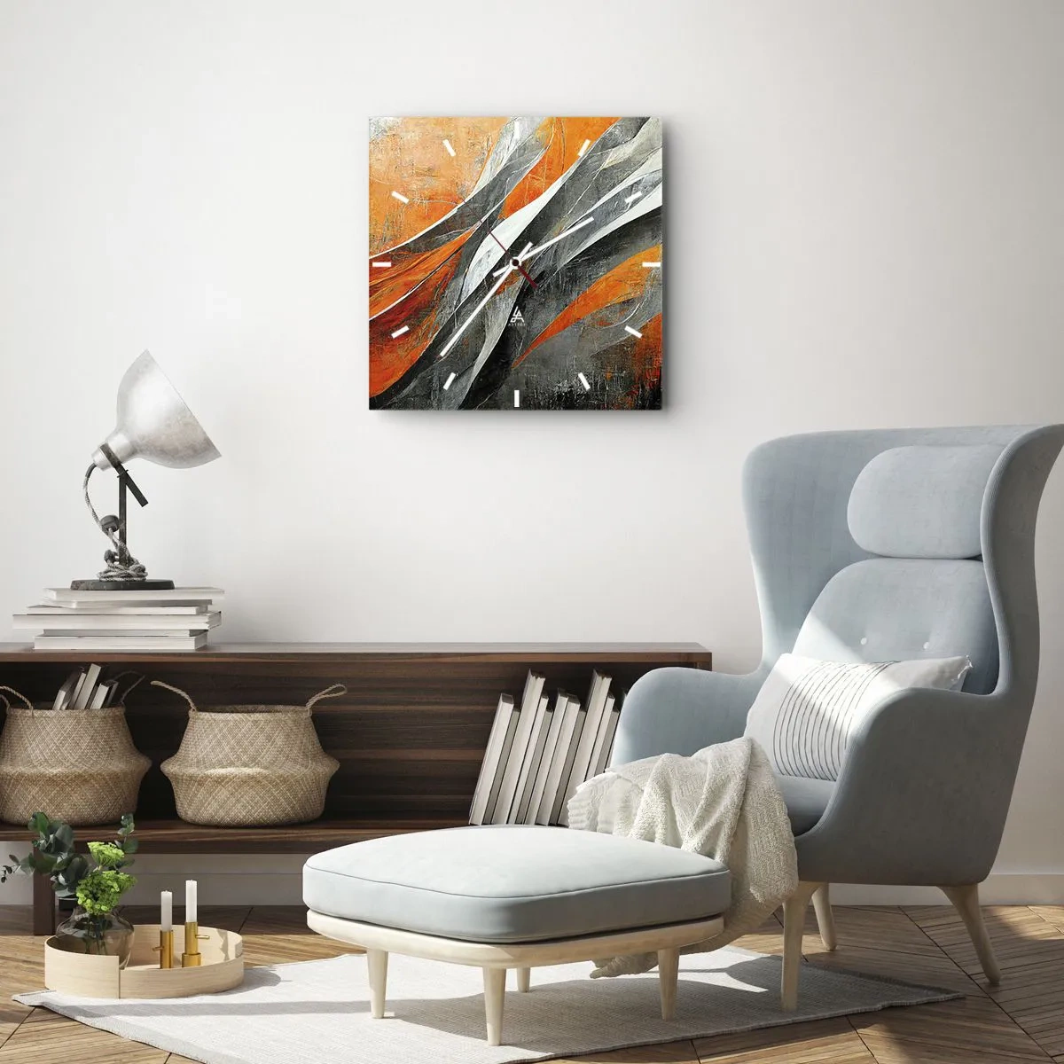 Wall clock - Clock on glass - Heat and Coolness - 40x40 cm