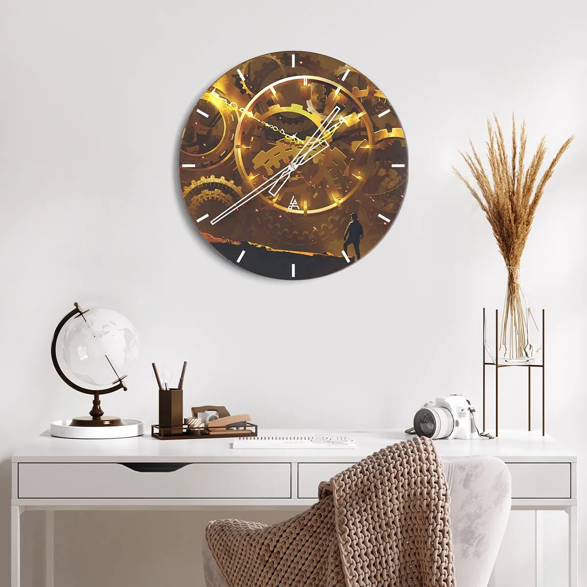Wall clock - Clock on glass - At the Beginning of Time - 30x30 cm
