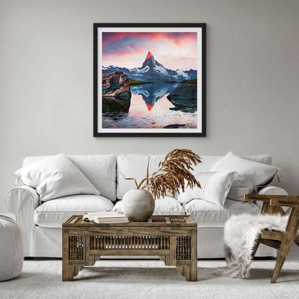Poster in black frame - Heart of the Mountains Is Hot - 30x30 cm