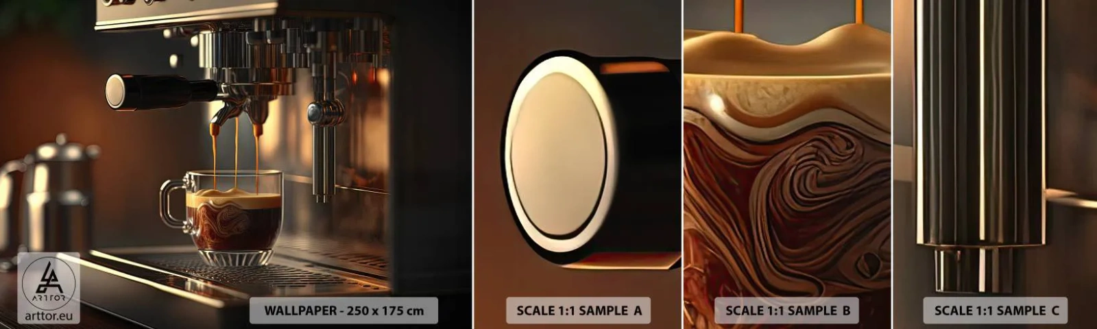 Photo Wallpaper Sample Standard Eco - Sensual Mixture - Coffee, Coffee machine, Gastronomy - 100x30 cm