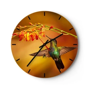 Wall clock - Clock on glass - Messenger of Light according to the Mayans - 40x40 cm