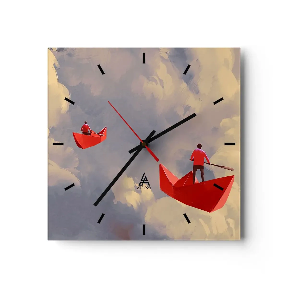 Wall clock - Clock on glass - Dream Trip - 30x30 cm