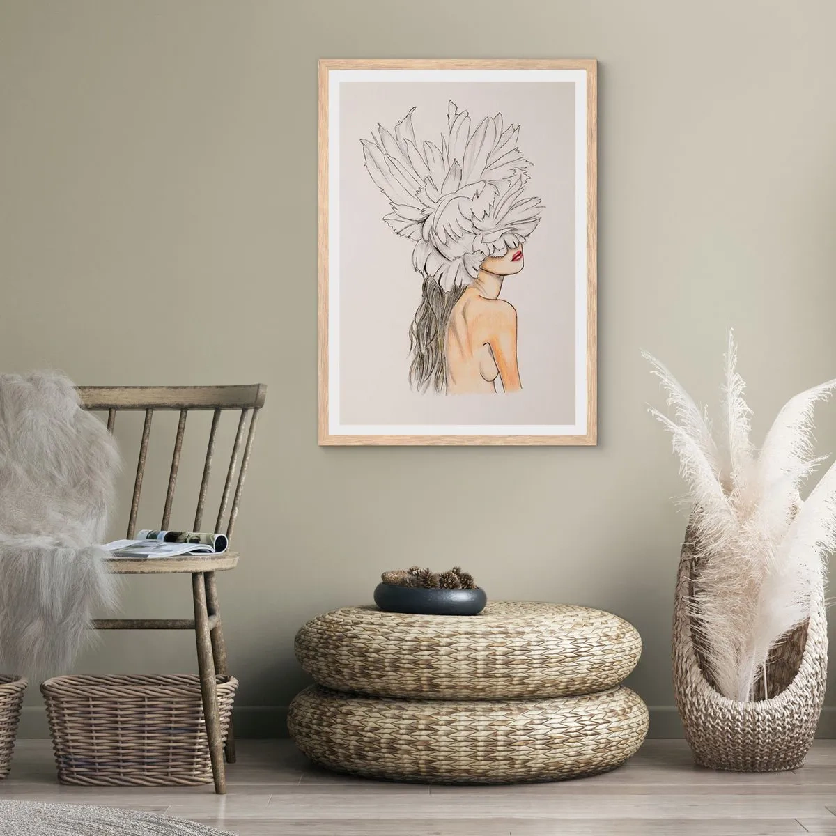Poster in light oak frame - Crowned Beauty - 70x100 cm